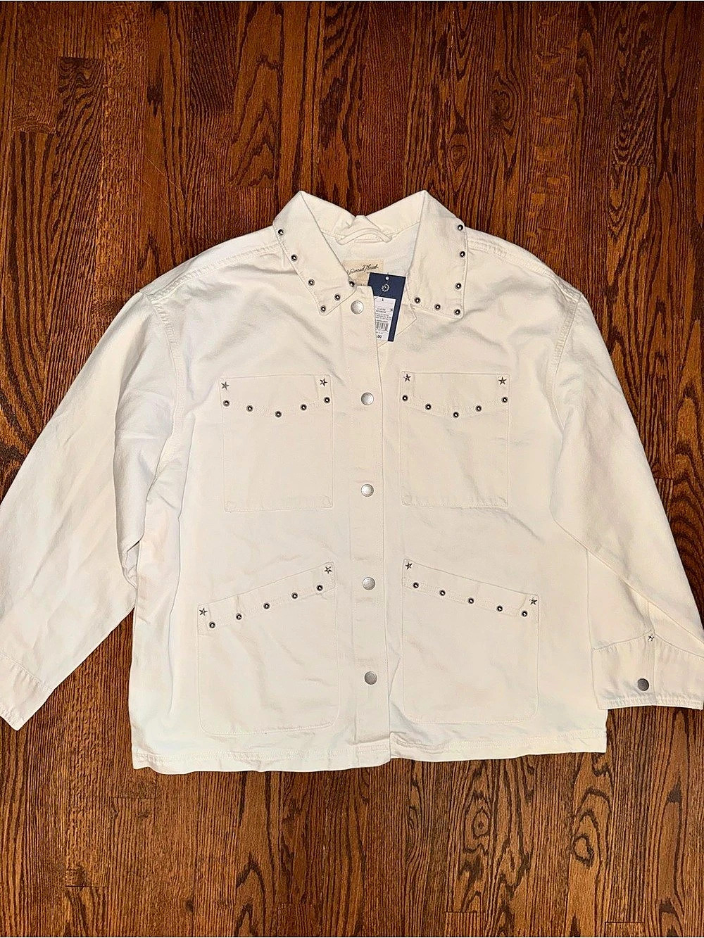 Universal Thread Studded Chore Denim Jacket White